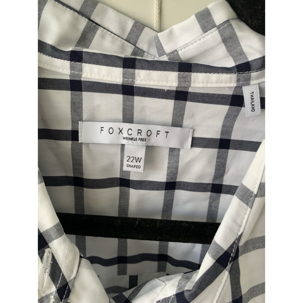 Foxcroft Wrinkle Free Plaid Button Down Shirt Women's 22W Shaped Long Sleeve - Picture 2 of 6
